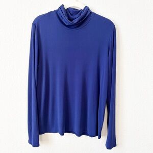 Eileen Fisher 100% Silk Turtleneck Blue Purple Size Medium Minimalist Luxury